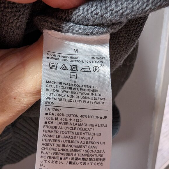 .Banana Republic Gray Cotton Shawl Collar Cardigan Side Pockets Lagenlook Size M - Picture 3 of 5